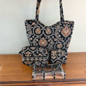 Vera Bradley Elegant Black and Tan Tote